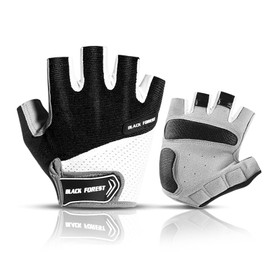 Guantes Gym, Guantes de Fitness y Ciclismo Antiderrapantes por Hombres Mujeres, Relleno Grueso Muñequera Deportivos para Entrenamiento de Levantamiento de Pesas, Crossfit, Bicicleta, Powerlifting, Negro, L