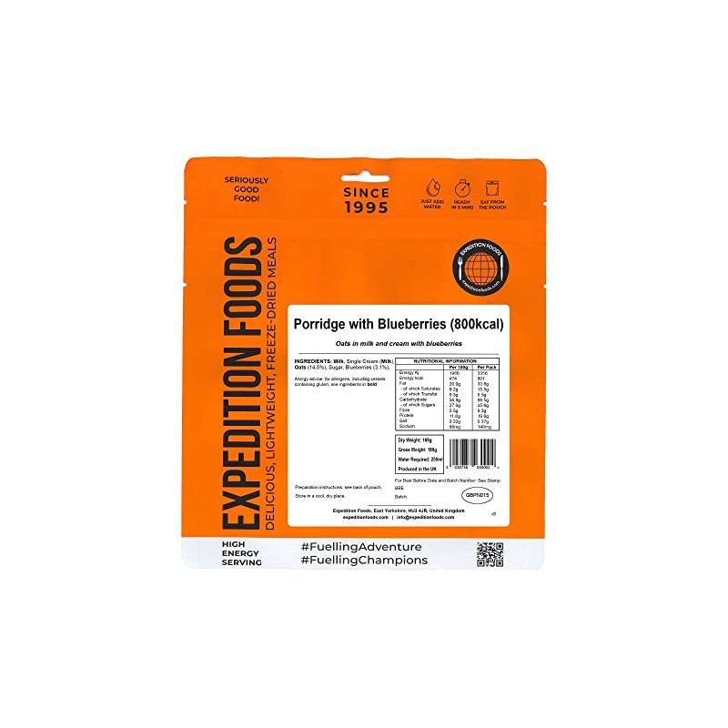 Expedition Foods Porridge with Blueberries (800kcal) - Freeze Dried Meal