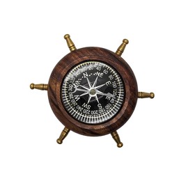 Treasure Gurus Wooden Brass Shipwheel Captains Desk Compass Nautical Paper Weight Office Decor