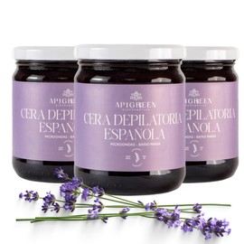 APIGREEN - CERA ESPAÑOLA DEPILATORIA (400GRS) + APLICADORES, PIEL SENSIBLE - BIKINI, ROSTRO, PIERNAS, BARBA | DEPILA SIN DOLOR | EFICAZ EN TODO TIPO DE VELLO (Clorofila)