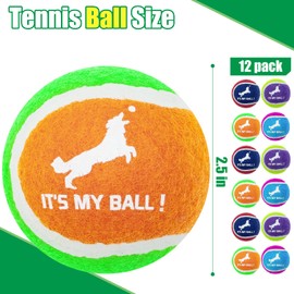 EXPAWLORER Squeaky Tennis Balls for Dogs-12 Pack High Elastic Durable Dog Tennis Balls for Aggressive Chewers, Interactive Dog Chew Toys for Training, Fetching, Chewing, Playing
