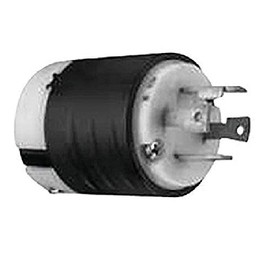 Pass & Seymour L1430-P 4 Wire 3 Pole Polarized Extra Hard Use Locking Plug 125/250 Volt 3-Phase 30 Amp NEMA L14-30P Black/White Turnlok