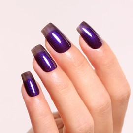 Imtiti Pearl Gel Nail Polish, 15ML Dark Purple Pearl Iridescent Glitter Gel Polish Soak Off LED UV Diamond Shimmer Sparkle Nail Gel Polish Fall Winter Manicure Gel Nail Polish Kit