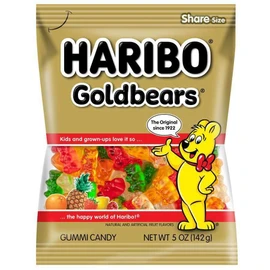 Haribo Gold Bears, 5 Oz Bag [12-Bags]