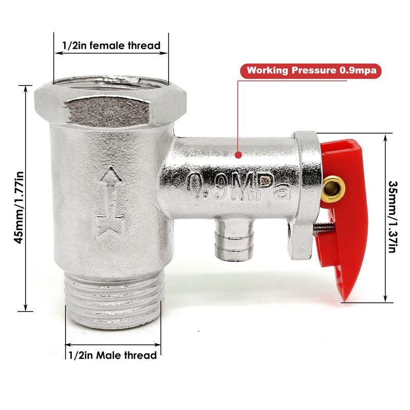1pcs 1/2Inch Pipe Thread Water Heater Service Pressure Reducing Valve,Push