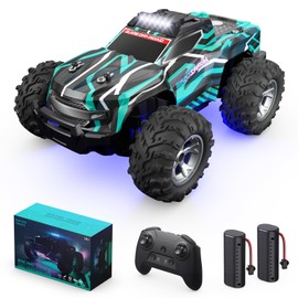 Remote Control Car for 4-7 8-12 Boys, 1/16 Scale All Terrain RC Cars,High Speed 25Km/h Fast Car with Colorful Led Light and Spray, Two Rechargeable Battery RC Truck, Toy Car Gift for Boys Girl