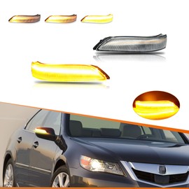 ADIIL 2PCS LED Dynamic Sequential Signal Side Mirror Lights For 2008-2013 Honda Accord & 06-09 Acura RL,Clear Lens Amber LED Front Side Mirror Marker Lamps