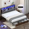 LUCKLIFE Bed Frame with 2-Tier Storage Headboard,Platform Beds with Drawers,Built