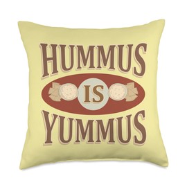 Original Hummus Lover Accessories Hummus is Yummus Funny Pun Throw Pillow, 18x18, Multicolor
