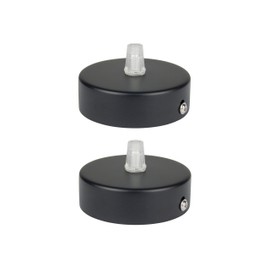 Ceiling Canopy Made of Stainless Steel (Matt Black), 80 x 25 mm Including Strain Relief Clamp Nipple (Standard M10 Thread) for Ceiling Suspension (Ceiling Rosette/Canopy) Quantity: 2 Pieces