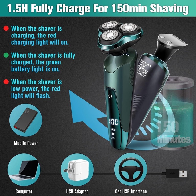 Electric Razor for Men, Electric Shavers for Men's Faces, Detachable