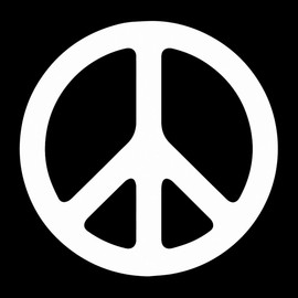 EvolveFISH Peace Symbol Weatherproof Vinyl Decal - [White][5"]
