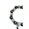 black and silver elastic bracelet bead mala Buddhist meditation letter