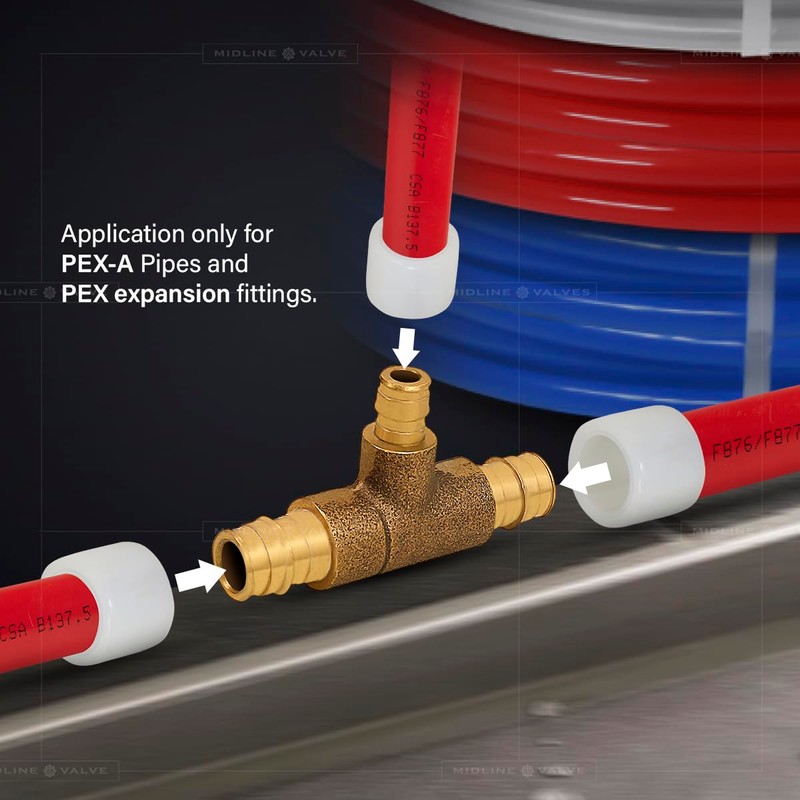 Midline Valve S1228-5 PEX A Monoflow Tee Pipe Fitting for