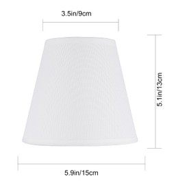 Ruiever 6pack Small Lampshades Clip On Bulb Fabric Lamp shade Bottom 5.9''x Top 3.54''xH 5.12'' for Chandeliers Wall Ceiling Table and Floor Lamps Eyes Protected Lampshades (White)