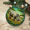 Rhinoceros Realm Expedition Stained Glass Style Ceramic Ornament, African Animals