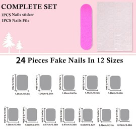 Qioon 24 Pcs Short Square Press On Nails, Light Pink Glossy Fake Nails, Full Cover Stick-On False Fingernails for Women and Girls, for DIY Manicure and Nail Art