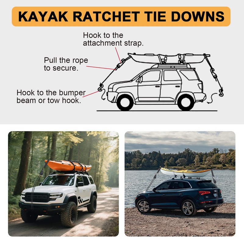 Ayaport Adjustable Rope Hanger 1/8" x 8' Kayak Rope Tie