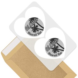 Awesome 2 x Heart Stickers 10 cm - BW - Aloha Hawaii Bar Travel Surf Palm Tree Fun Decals for Laptops,Tablets,Luggage,Scrap Booking,Fridges #39877