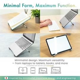 BELLEMOND | X-Shape Laptop Stand – Adjustable Aluminum Riser, 5 Height Levels, Lightweight & Foldable, Ventilated, for Laptops and Tablets up to 17.3" | Space Silver