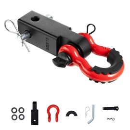 Happybuy 2" Hitch Receiver Shackle - 44100 lbs Max Load, D Ring with Lock Pin for Vehicle Salvage