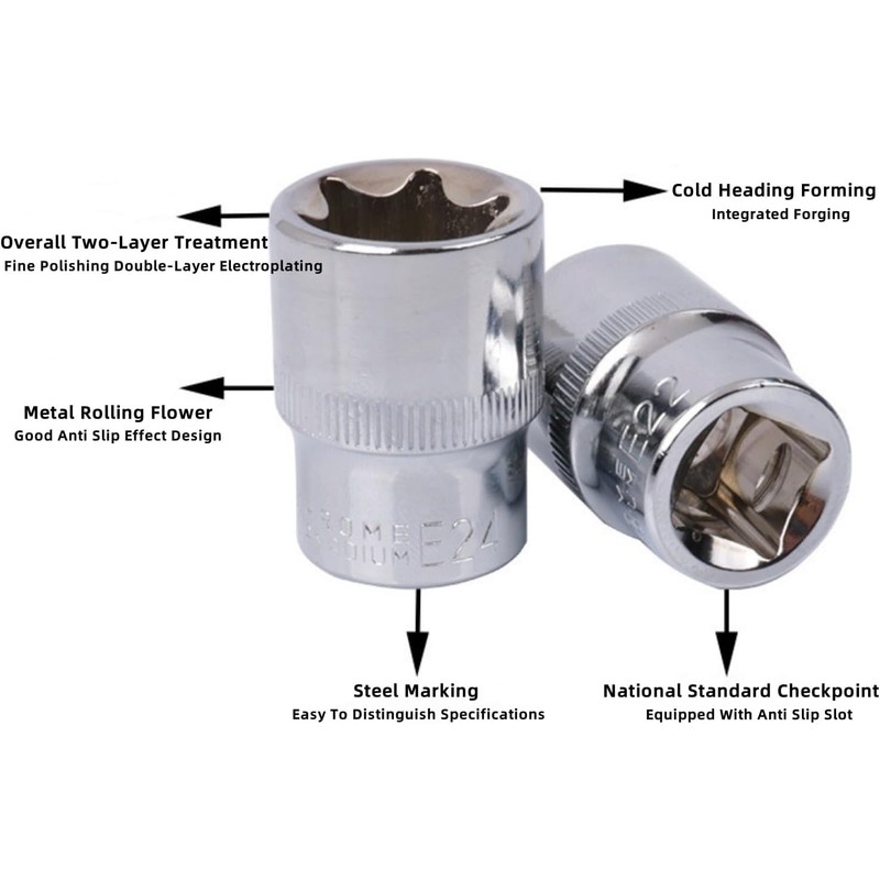 14 Piece E Torx Star Wrench Set with Case, 1/4",