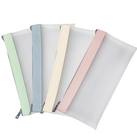 milaosk 4 Stück Federmäppchen Klein,Durchscheinend Pencil Case Superweiches TPU Mäppchen mit Reißverschluss für Studenten und Erwachsene Tragbare Bürobedarf für Schulen