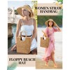 Loetere 5 Pcs Women Straw Bag and Hat Set, Large