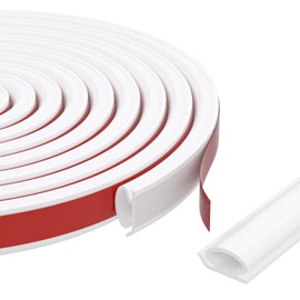 【New Upgrade】 Weather Stripping Door Seal, Silicone Door Weather Stripping for Door Frame & Window, Door Insulation Soundproof Strip, Door Gap Filler Suit for 3-5mm (16.5FT White 2/5" W × 1/4" T)