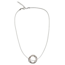Lovelegis Three Intertwined Rings Necklace - Rings - Gift Idea - White Strap, Faux Leather, No Gemstone