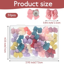 30 Pieces Decorative Bow Push Pins, Bowknot Thumb Tacks for Wall Cork Board Pin Fun Colorful Pushins Cute Multicolor Push Pins & Tacks for Home School Office Corkboard Bulletin Board Wall Decorations
