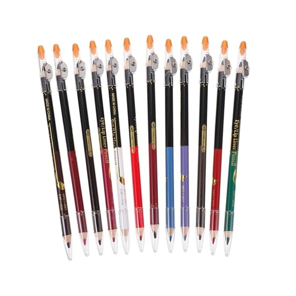 PartyKindom 12pcs Double-ended Eyebrow Pencil Eyeliner Lip Liner Colors Eyeliner