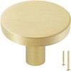 YEWLACA Brushed Brass Cabinet Knobs 1-5/16-Inch Diameter Dresser Drawer Pulls,