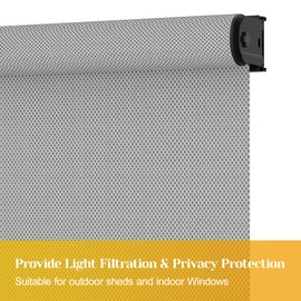 Outdoor Roller Shade with New Operation Mode(No Need Crank), (6'W X 8'H) 420GSM New Material Patio Shade with 95% UV Protection, Outdoor Patio Blinds for Shading, Privacy Protection, Gray