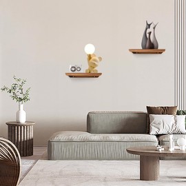 UPPZ Crown Molding Shelves Picture Ledge High-end Walnut Wood Floating Shelves Nursery Book Shelves for Toys Storage or Living Room Bedroom Decor Books Photo Frames 15 Inches Set 2