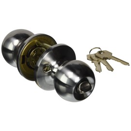 Wolfpack 3030500 Entrance Door Knob with Key and Lock, Chrome Coloured