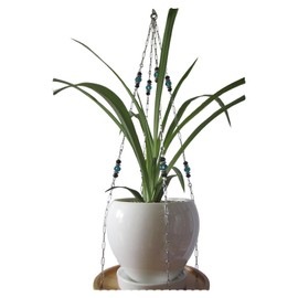 ATLanyards Beaded Plant Hanger | Teal and Black Beaded Plant Hanger | Hanging Plant Shelf | Chain Plant Holder | Plant Lover Gift (23" - 2 Bead Sets)