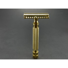 Unbranded DOUBLE EDGE SAFETY RAZOR FOR MEN'S BEARD WET SHAVE + 10 SHAVING BLADES 24K GOLD - GOLD