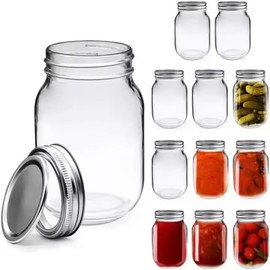 NOBLE AREA 2 Stück Mason Jar Gläser mit Deckeln | Mehrzweck - Einmachgläser 500 ml | für Overnight Oats, Einlegen, Konservieren und Mahlzeitenvorbereitung | Luftdichte Einweckgläser