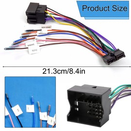 20 Pin ISO Adapter Cable, 20 Pin to ISO Wiring Harness Adapter, Car Radio Adapter Replacement, for Universal T to VW Socket, Adapter for Car Radio