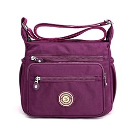 Simcat Crossbody Bag Multi-Pocket Crossbody Handbags Womens Shoulder Bags Messenger Bags Nylon Waterproof Bags for Ladies Wife Mom Large (PURPLE)