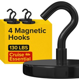 X-bet MAGNET Black Magnetic Hooks 4 PCs (130 LBS), Size: Dia 36mm