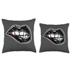 Vampire Teeth x Biting Lip Throw Pillow