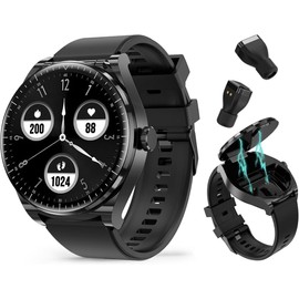 Wagoyo Smart Watch with Earbuds,2-in-1,Touchscreen,for iOS Android (Black)