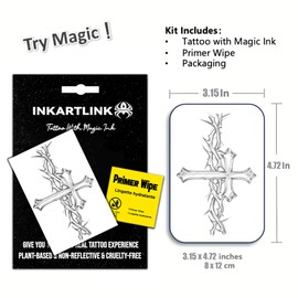 INKARTLINK Semi Permanent Tattoo, creative party tattoo, exquisite and realistic design, interesting tattoo experience, cruelty-free, non-reflective, waterproof (Thorn Cross)