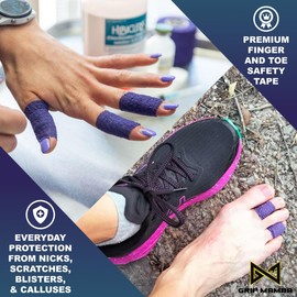 GRIP MAMBA Finger & Toe Safety Tape, 1 inch Wide Flexible Protective Tape w/No Residue Adhesive, Cut Callus & Blister Protection, Sleeve Support & Stretch Bandage Wrap for Fingers Toes,6 Rolls-Purple