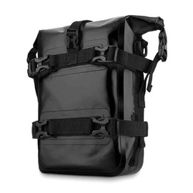 Vechkom Motorcycle Crash Bar Bag 100% Waterproof Travel Luggage - 8L Saddlebags with Adjustable Straps Shoulder Strap Universal Backpack Luggage for ADV Touring Off-Road Riding (Black 1 PC)