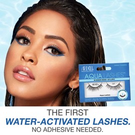 Ardell Aqua False Strip Lashes 341, Water Activated Faux Lashes, Reusable, No Lash Glue Required, 4 Pack