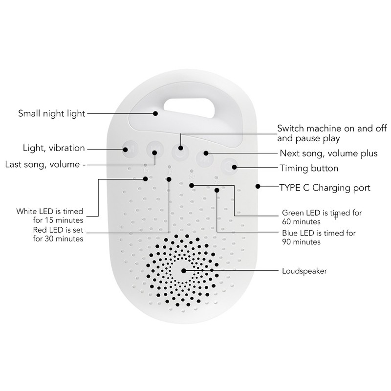 Sound White Noise Machine Portable Automatic Timer Light White Noise