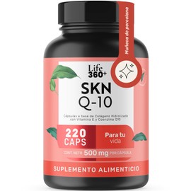Life 360 Coenzima Q10  Colgeno Hidrolizado y Vitamina E  220 Cpsulas  Suplemento Antioxidante para Piel, Antienvejecimiento y Energa Celular          